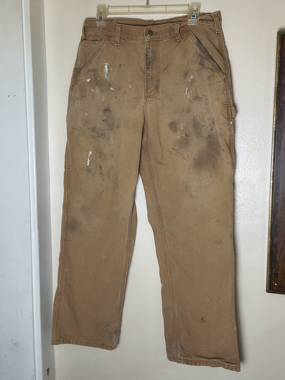 Brown tan men's Carhartt cargo work jeans pants